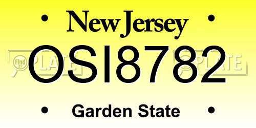 OSI8782 New Jersey License Plate