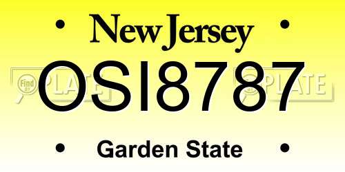 OSI8787 New Jersey License Plate