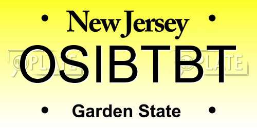 OSIBTBT New Jersey License Plate