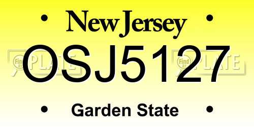 OSJ5127 New Jersey License Plate
