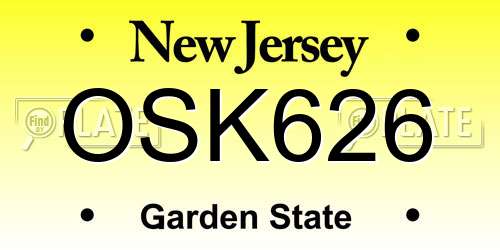 OSK626 New Jersey License Plate