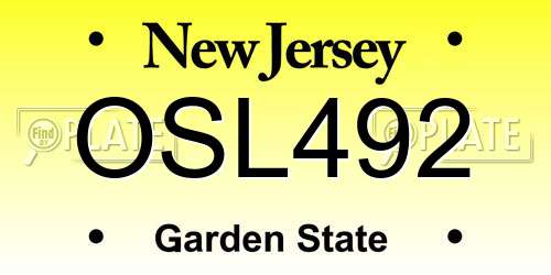 OSL492 New Jersey License Plate
