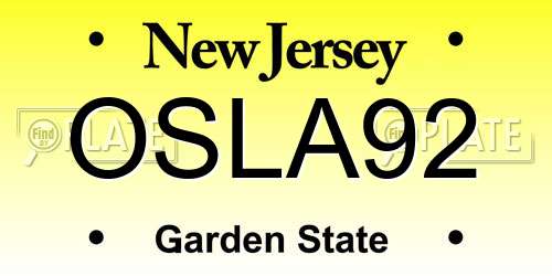 OSLA92 New Jersey License Plate