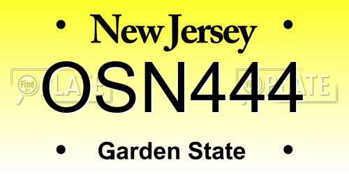 OSN444 New Jersey License Plate