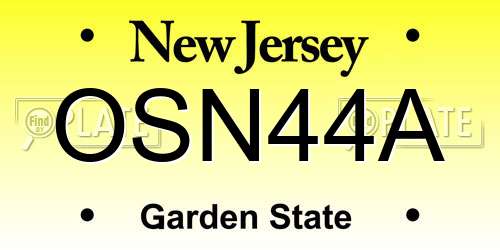 OSN44A New Jersey License Plate