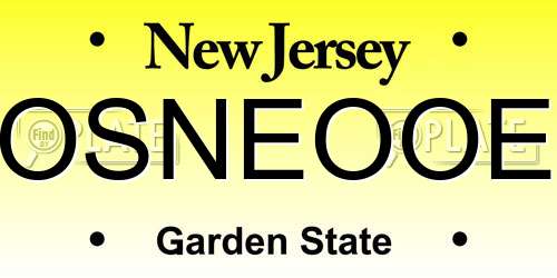 OSNEOOE New Jersey License Plate