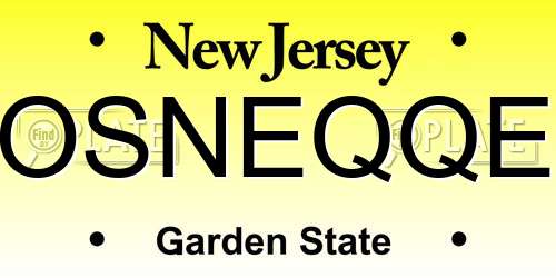 OSNEQQE New Jersey License Plate
