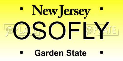 OSOFLY New Jersey License Plate