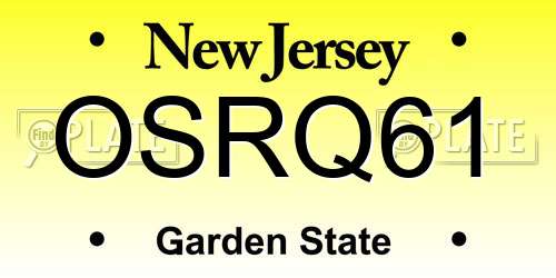OSRQ61 New Jersey License Plate