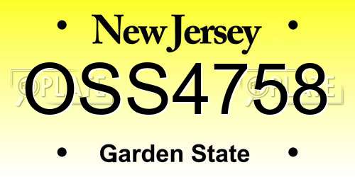 OSS4758 New Jersey License Plate