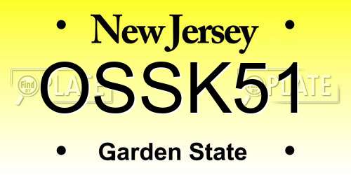 OSSK51 New Jersey License Plate