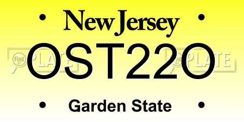 OST22O New Jersey License Plate