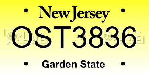 OST3836 New Jersey License Plate