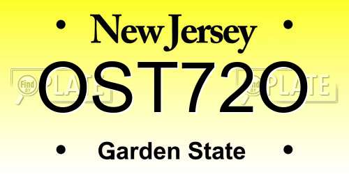 OST72O New Jersey License Plate