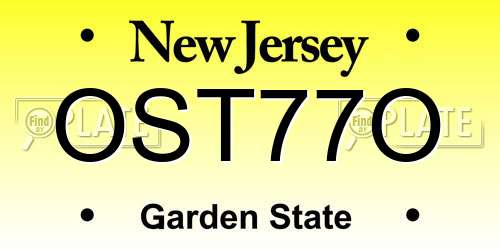 OST77O New Jersey License Plate