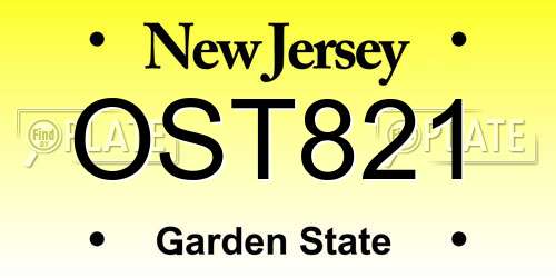 OST821 New Jersey License Plate