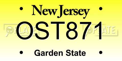 OST871 New Jersey License Plate