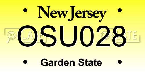 OSU028 New Jersey License Plate