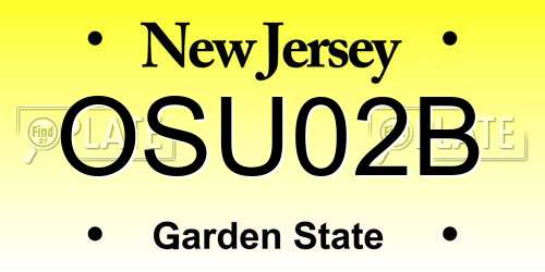 OSU02B New Jersey License Plate