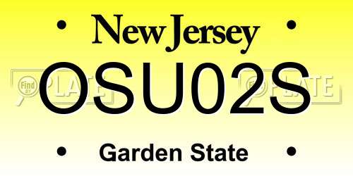OSU02S New Jersey License Plate