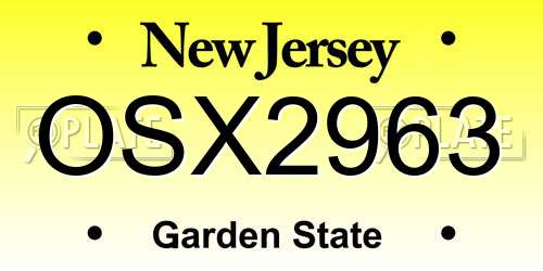 OSX2963 New Jersey License Plate