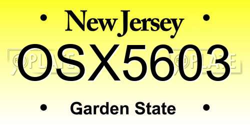 OSX5603 New Jersey License Plate