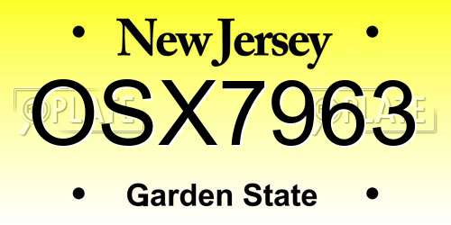 OSX7963 New Jersey License Plate