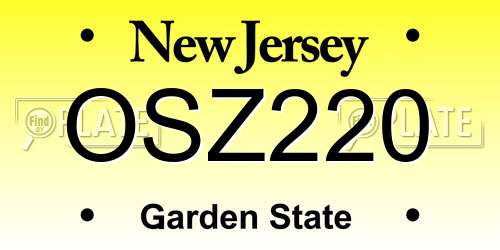 OSZ220 New Jersey License Plate