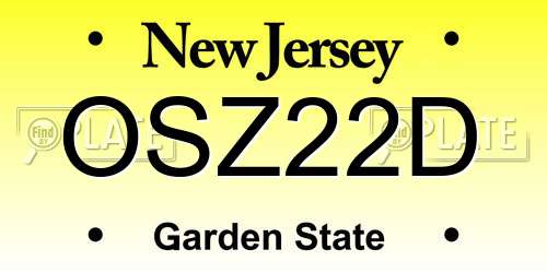 OSZ22D New Jersey License Plate