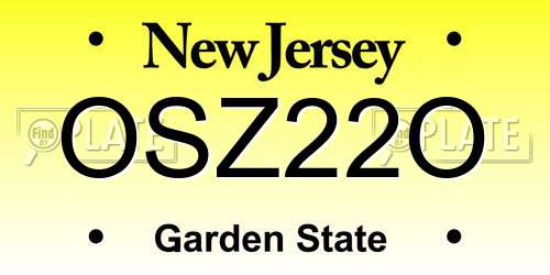 OSZ22O New Jersey License Plate