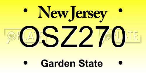 OSZ270 New Jersey License Plate