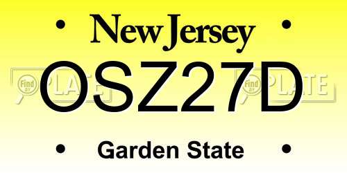 OSZ27D New Jersey License Plate