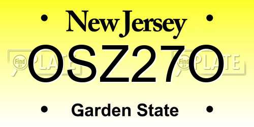 OSZ27O New Jersey License Plate