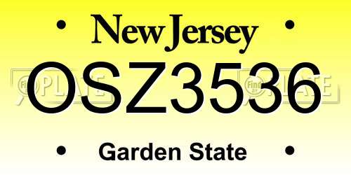 OSZ3536 New Jersey License Plate