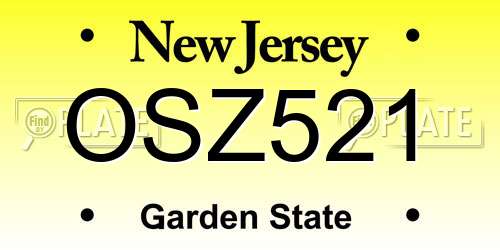 OSZ521 New Jersey License Plate