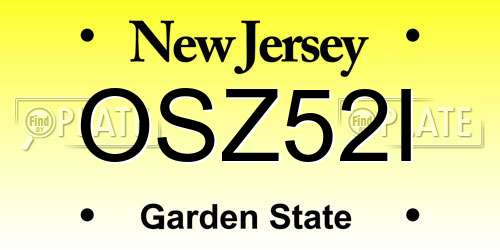 OSZ52I New Jersey License Plate
