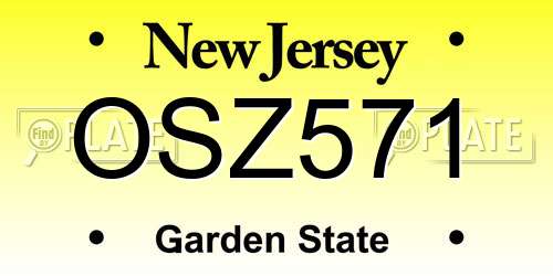 OSZ571 New Jersey License Plate