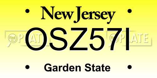 OSZ57I New Jersey License Plate