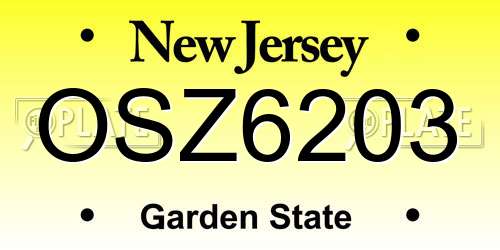 OSZ6203 New Jersey License Plate