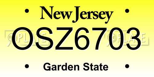 OSZ6703 New Jersey License Plate