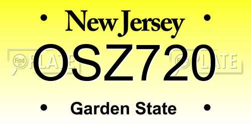 OSZ720 New Jersey License Plate