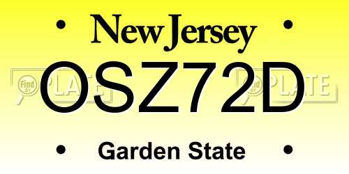 OSZ72D New Jersey License Plate