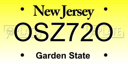 OSZ72O New Jersey License Plate