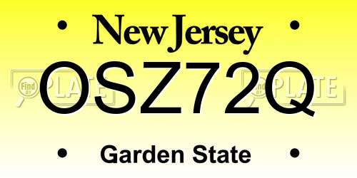 OSZ72Q New Jersey License Plate