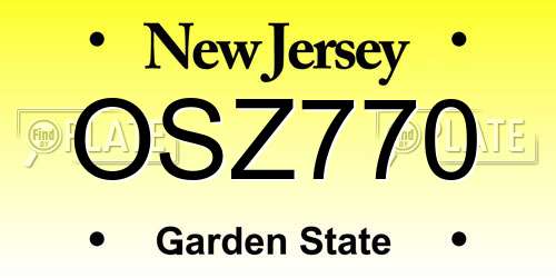 OSZ770 New Jersey License Plate