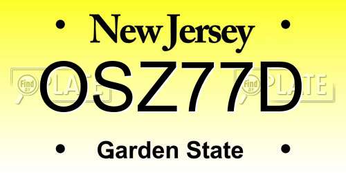 OSZ77D New Jersey License Plate