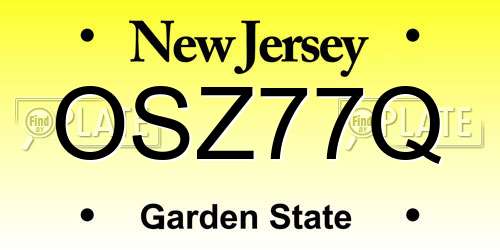 OSZ77Q New Jersey License Plate