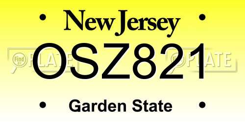 OSZ821 New Jersey License Plate