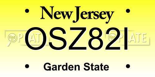 OSZ82I New Jersey License Plate