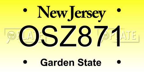 OSZ871 New Jersey License Plate